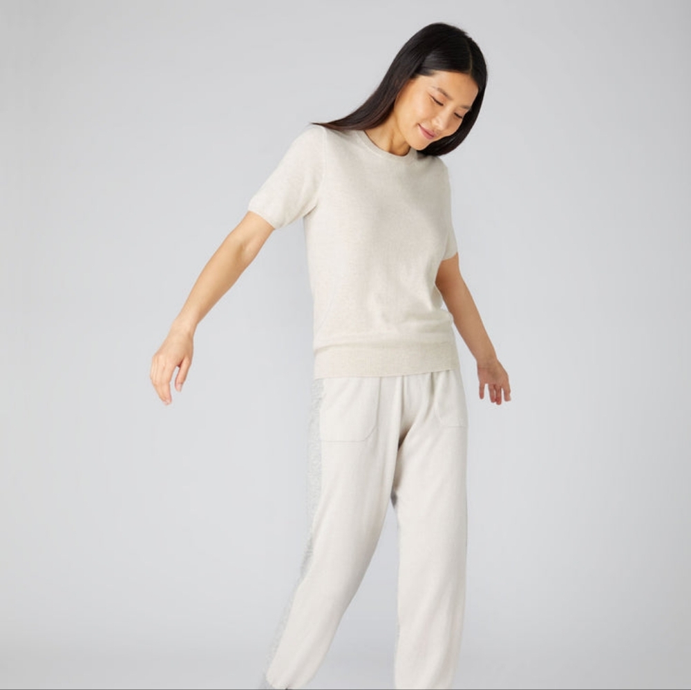 $270 N. Peal 100% Milly Organic Cashmere Sweater size XS Ecru